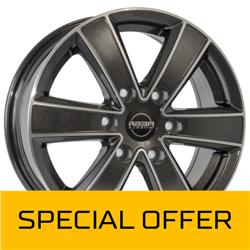 MEGA WHEELS HERCULES 6 ANTHRACITE GREY FRONT POLISHED 6.5x15 6/139.7 ET27 CB106.1