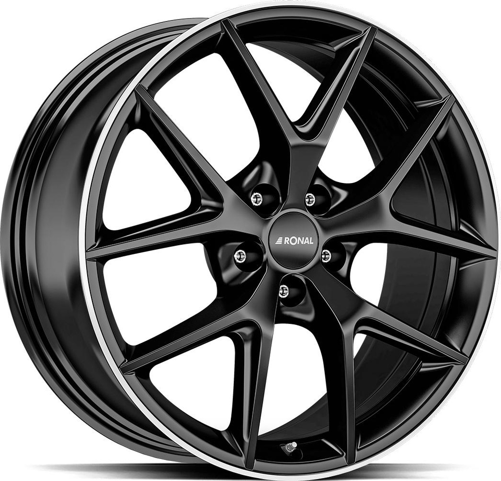 RONAL R75 JET BLACK MATT RIM LIP CUT 8.5x20 5/108 ET50 CB68